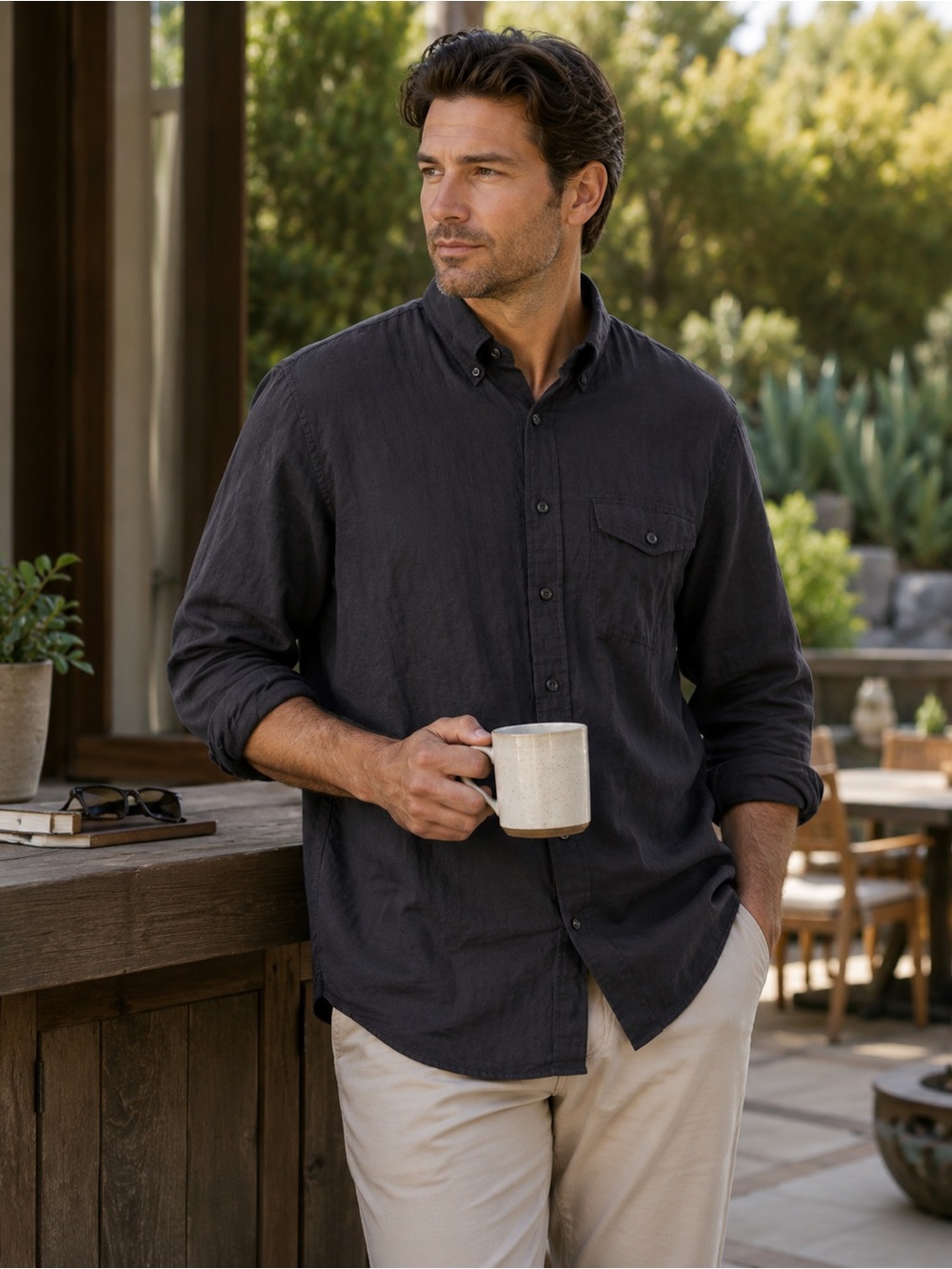 Men’s XXL Black Button Front Shirt Casual Minimalist - Abercrombie Fitch